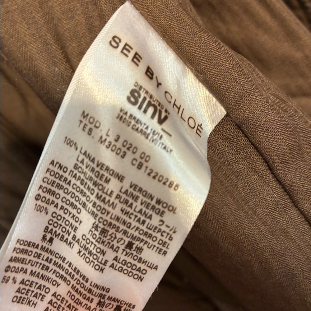 SEE BY CHLOE BROWN WOOL COAT SZ 8 - Picture 6 of 8